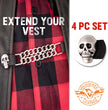 Milwaukee Leather Skull Head Medallion Vest Extender - Double Chrome Chains Genuine Leather 6.5