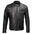 Milwaukee Leather USA MADE MLJKM5003 Men's Black Echo Premium Leather Motorcycle Jacket with Reflective Piping