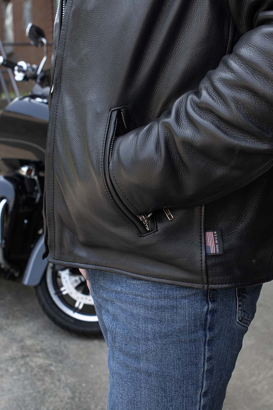 Milwaukee Leather USA MADE MLJKM5006 Men's Black 'Rumble' Premium Leather Motorcycle Jacket