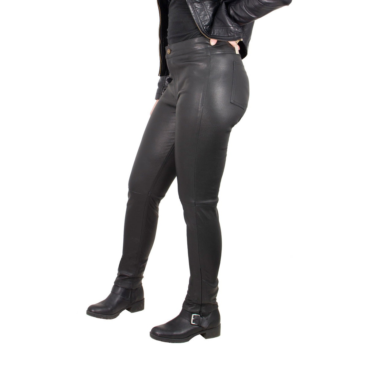 Milwaukee Leather MLL6690 'Sandy' Women’s Black Lambskin Stretch Leather Pants