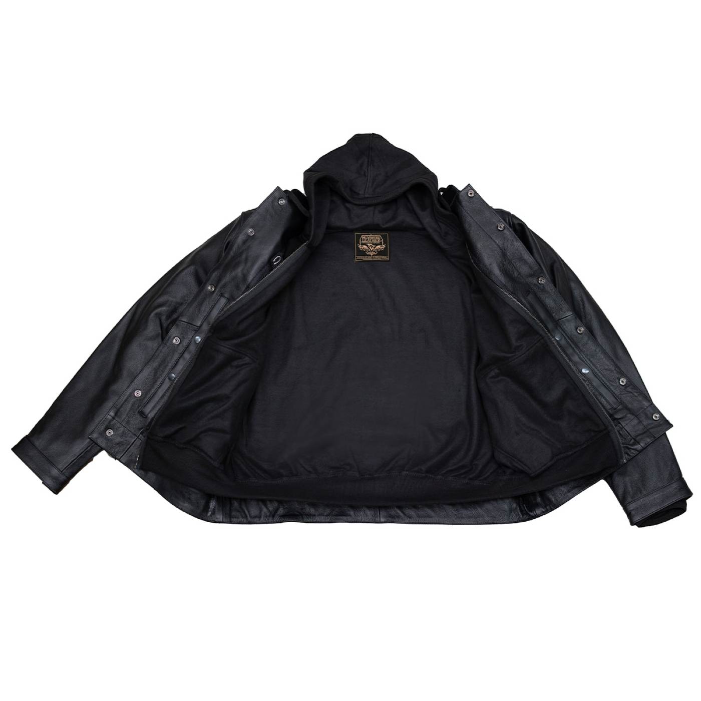 Milwaukee Leather Men's Leather Shirt Jacket with Removable Hoodie and Patch Access - MLM1614