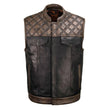 Milwaukee Leather MLM3528 Men's Black Paisley Lined Leather Vest w/ Neon Green Stitching & Armhole Trim