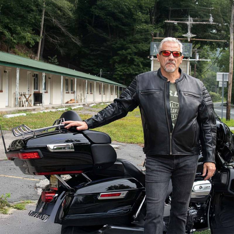 Milwaukee Motorcycle Clothing Co. Men's Contender Scooter Style Black Premium Leather Jacket MMC10001