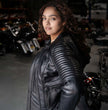Milwaukee Motorcycle Clothing Co. Women's Foxy Scooter Style Black Premium Leather Jacket w/ Mandarin Collar MMC20000