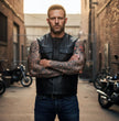 Milwaukee Motorcycle Clothing Co. Men's Low-Key Premium Black Leather Club Style Biker Vest MMC30000