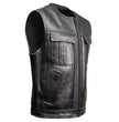 Milwaukee Motorcycle Clothing Co. Men's Quick-Draw Stylesh Premium Black Leather MC Biker Vest MMC30001