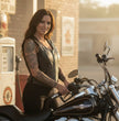 Milwaukee Motorcycle Clothing Co. Women's Rave Black Premium Leather Deep Neck Side Lace Vest MMC40000