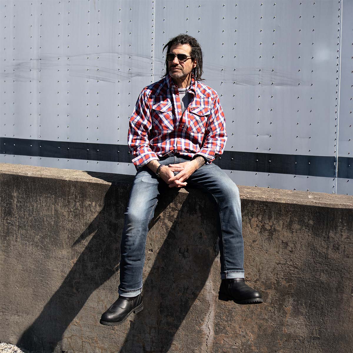 Milwaukee Leather MNG11638 Men's Red and Blue with White Long Sleeve Cotton Flannel Shirt