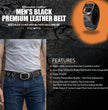 Milwaukee Leather Men's Liberty Talon Black Leather Belt with USA Eagle Emblems - 1.5 Inch Biker Belt - MP7113