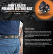 Milwaukee Leather Men's Frontier Star Black Leather Belt with Western Star Emblems  - 1.5 Inch Biker Belt - MP7135