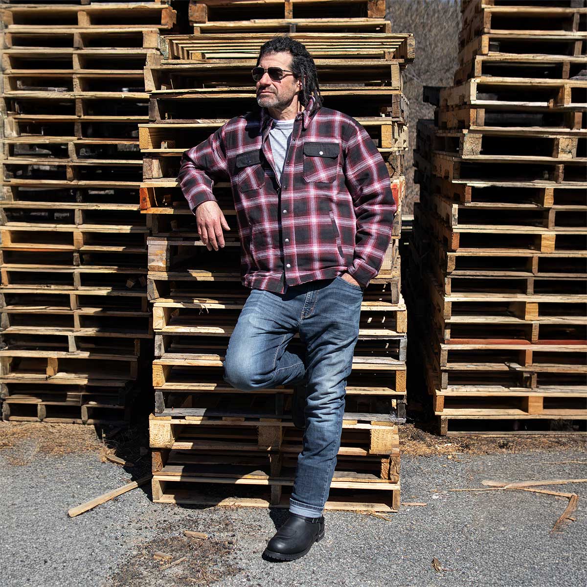 Milwaukee Leather Men's Grim Stone Heavy Duty Plaid Mechanic