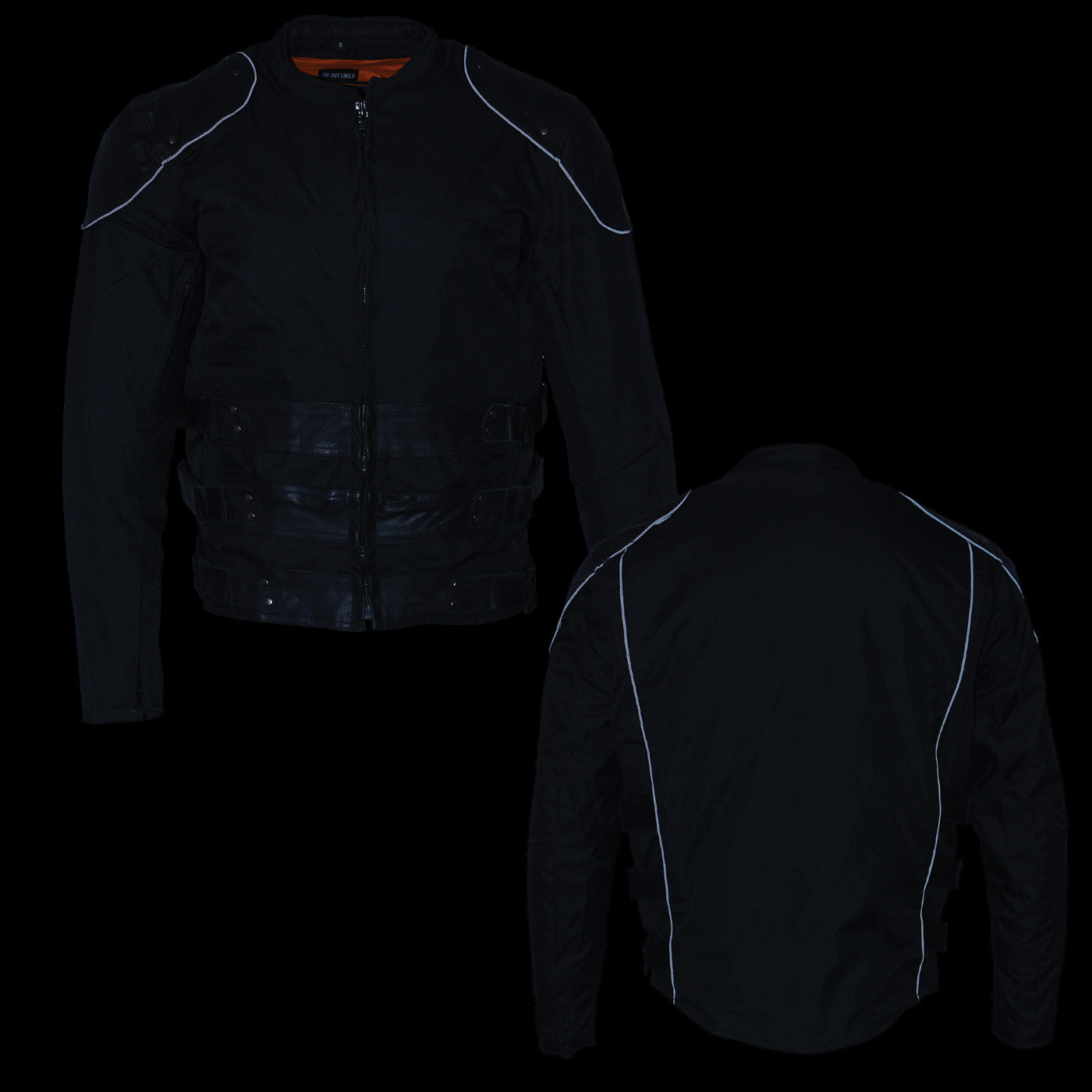 Milwaukee Leather MPM1755 Men's 'Assault Style' Black Leather and Textile M/C Jacket