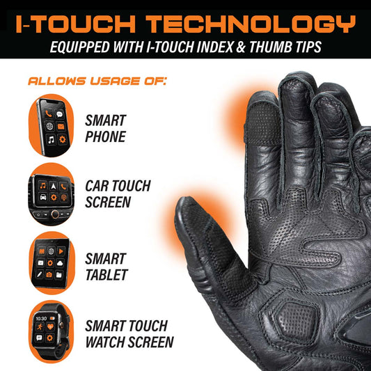 Milwaukee Motorcycle Clothing Co. Men's GT-Tech Short Gloves - MRG7303