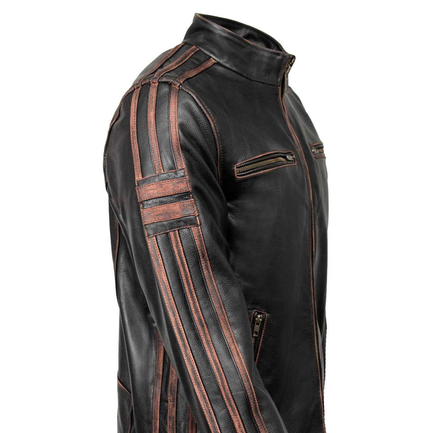 Milwaukee Leather Men's Copperline Black Leather Moto Café Racer