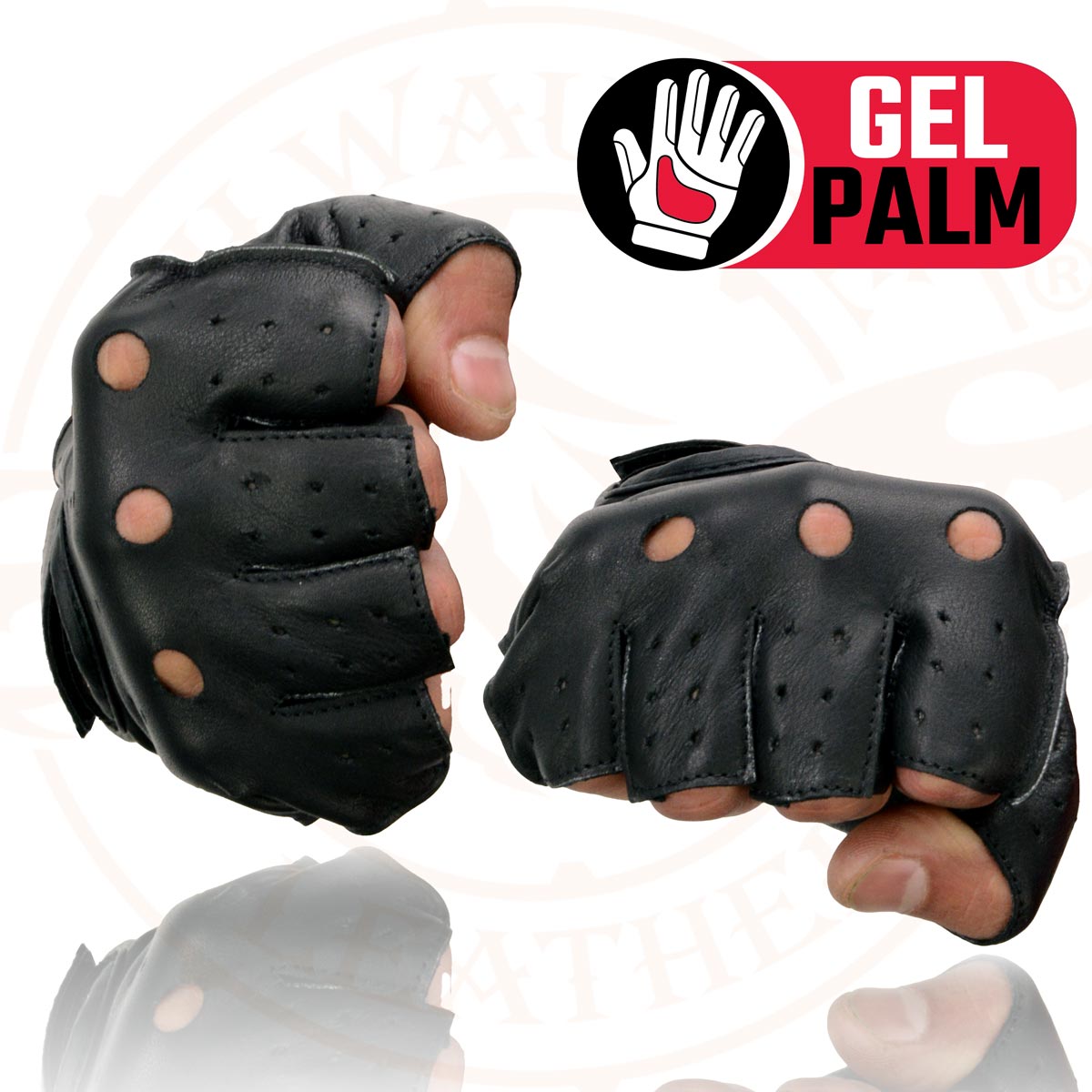 Milwaukee Leather SH195 Men's Black Leather Perforated Gel Padded