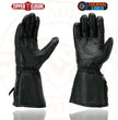 Milwaukee Leather Men's Gauntlet Motorcycle Hand Gloves-Black Leather Thermal Lined with Conchos on Cuff- SH238