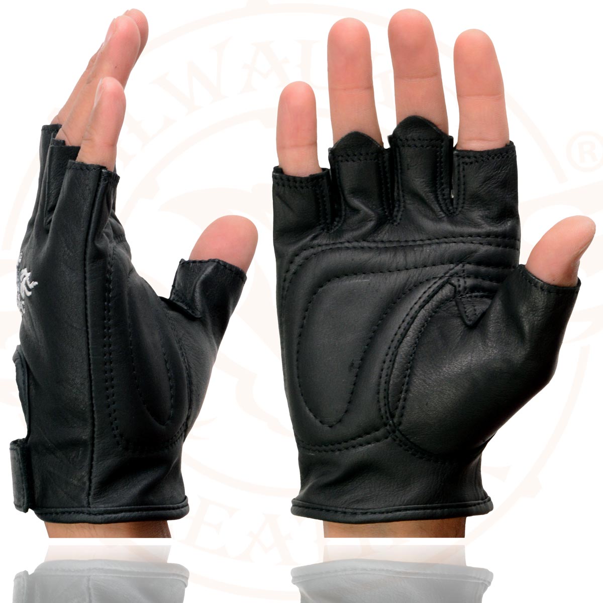 Milwaukee Leather SH352 Men's Black Leather Gel Padded Palm