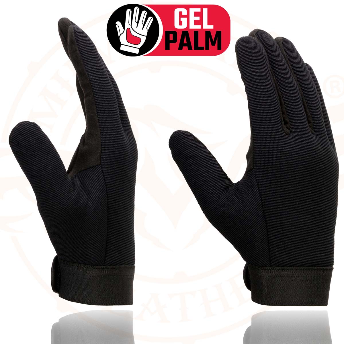 Milwaukee Leather SH44612 Men's Black Textile Mesh Gel Palm Motorcycle Mechanics Hand Gloves W/ Amara Cloth Bottom