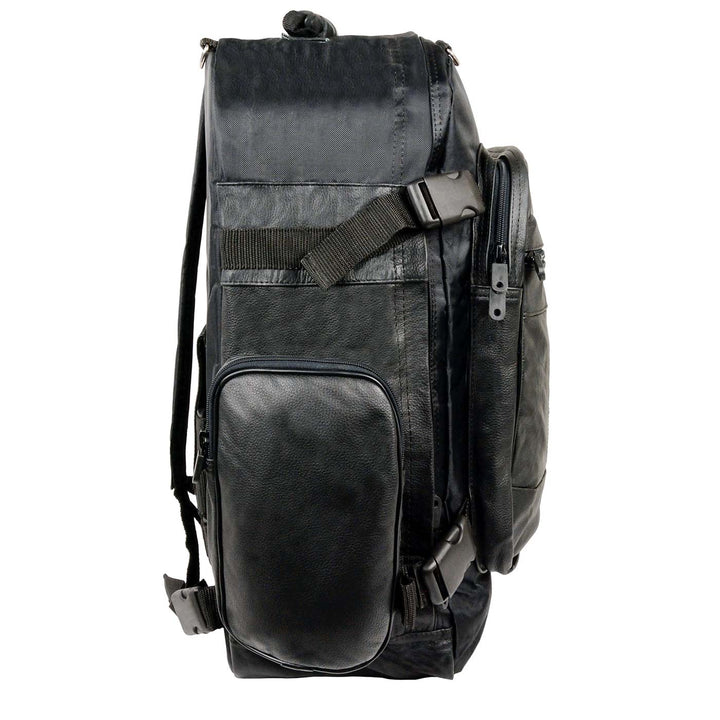 Milwaukee Leather SH540 Medium Black Size Leather and Textile Motorcycle Sissy Bar Back Pack Bag