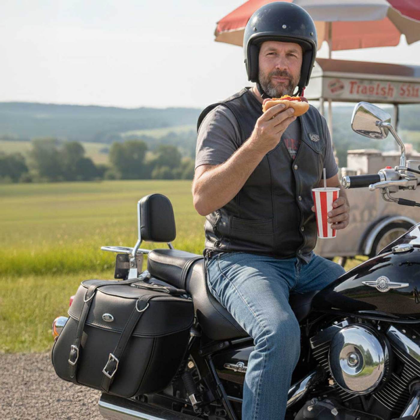 Milwaukee Leather SH57401ZB Black Large Zip-Off PVC Throw Over Motorcycle Saddlebags