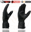 Milwaukee Leather SH607 Men's Black Leather Gauntlet Padded Back Racing Motorcycle Hand Gloves W/ Reflective Piping.