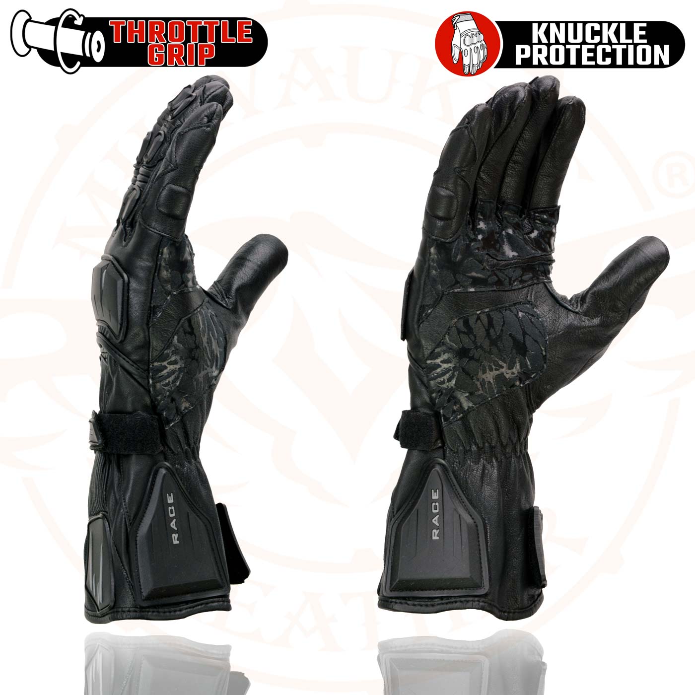 Milwaukee Leather SH717 Men's Black Leather Gauntlet Racing