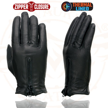 Milwaukee Leather SH728 Women's Black Leather Thermal Lined Motorcycle Gloves