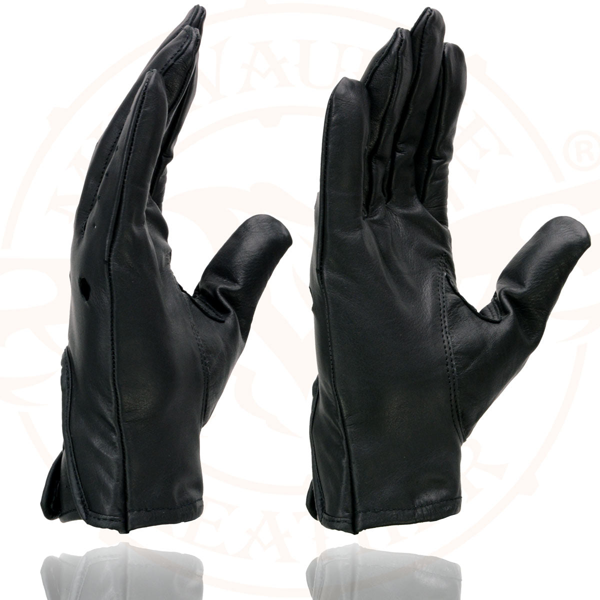 Milwaukee Leather SH729 Men's Black Perforated Leather Full Finger Motorcycle Hand Gloves W/ Breathable ‘Open Knuckle’