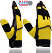 Milwaukee Leather SH791 Men's Black Leather and Yellow Mesh Combo Racing Motorcycle Hand Gloves W/ Elasticized Fingers
