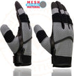 Milwaukee Leather SH791 Men's Black Leather and Grey Mesh Combo Racing Motorcycle Hand Gloves W/ Elasticized Fingers
