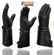 Milwaukee Leather SH857 Men's Long Cuff Thermal Lined USA Deerskin Black Leather Gauntlet Motorcycle Gloves