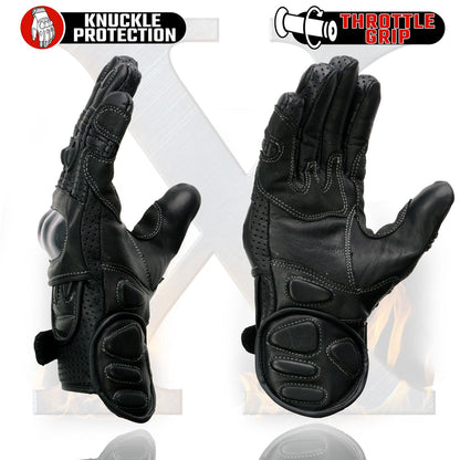 Xelement XG298 Men's Black 'Knuckle Protect' Leather Protective Racing Gloves