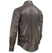 Milwaukee Leather MLM1612 Men's Distressed Grey Casual Biker Rider Leather Shirt w/ Vintage 5 Cent Buffalo Buttons