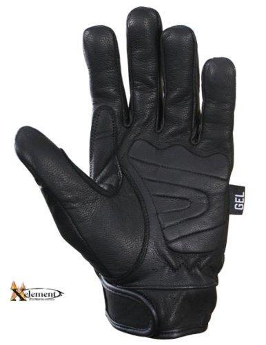 Xelement XG690 Men's Black Premium Leather Motorcycle Rider Gloves