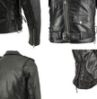 Milwaukee Leather LKM1701 Men's Classic Side Laced Black Motorcycle Premium Leather Jacket with CE Armor Protection