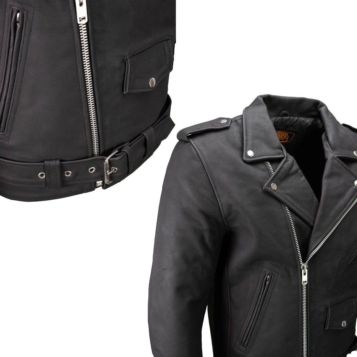 Milwaukee Leather LKM1702 Men's Vintage Flat Black Motorcycle