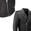 Milwaukee Leather LKM1702 Men's Vintage Flat Black Motorcycle Biker Leather Jacket w/ CE Armor Protection