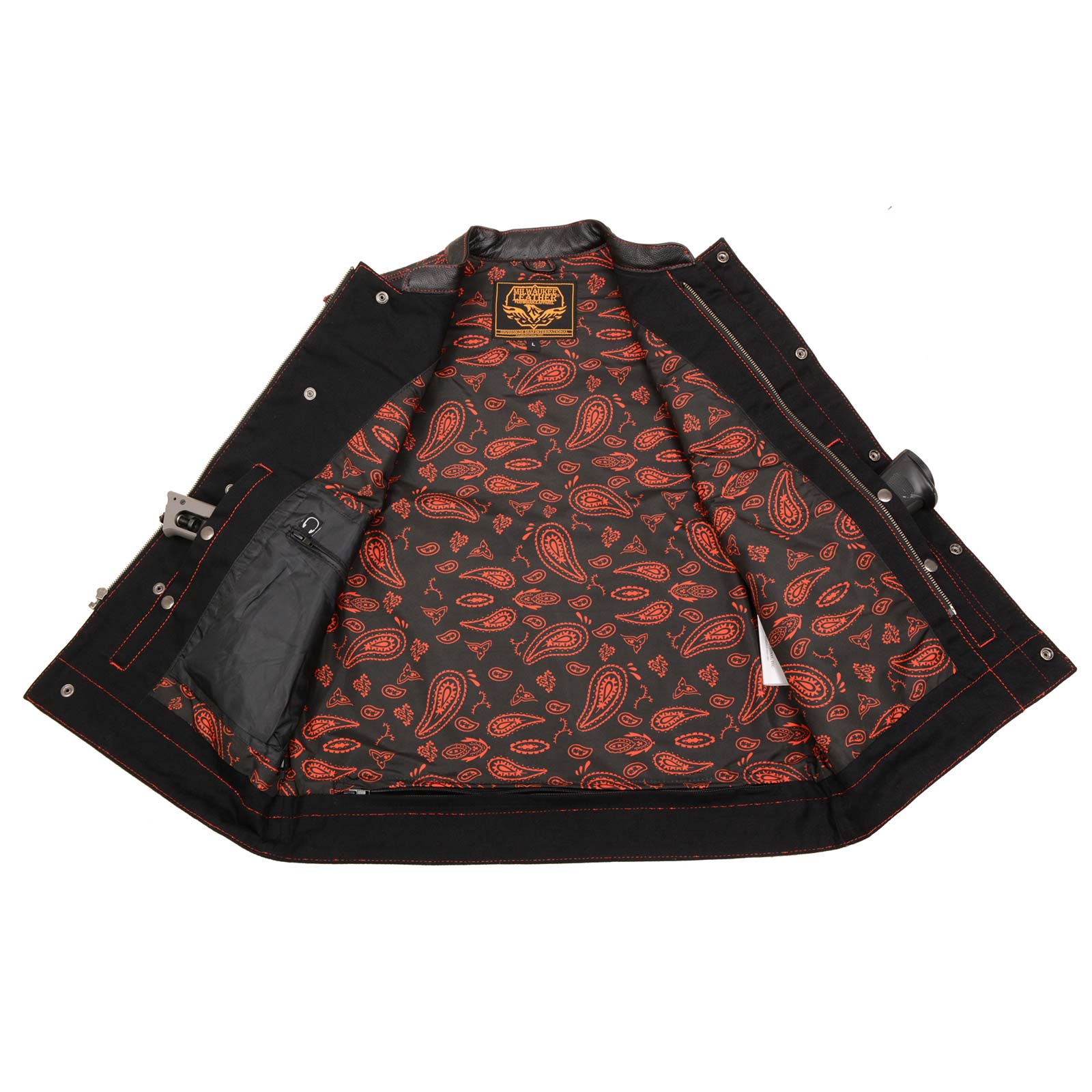   FUSION ブラックベスト L/G Milwaukee Leather MDM3036 Men's Wrecker Club Vest – Black Denim