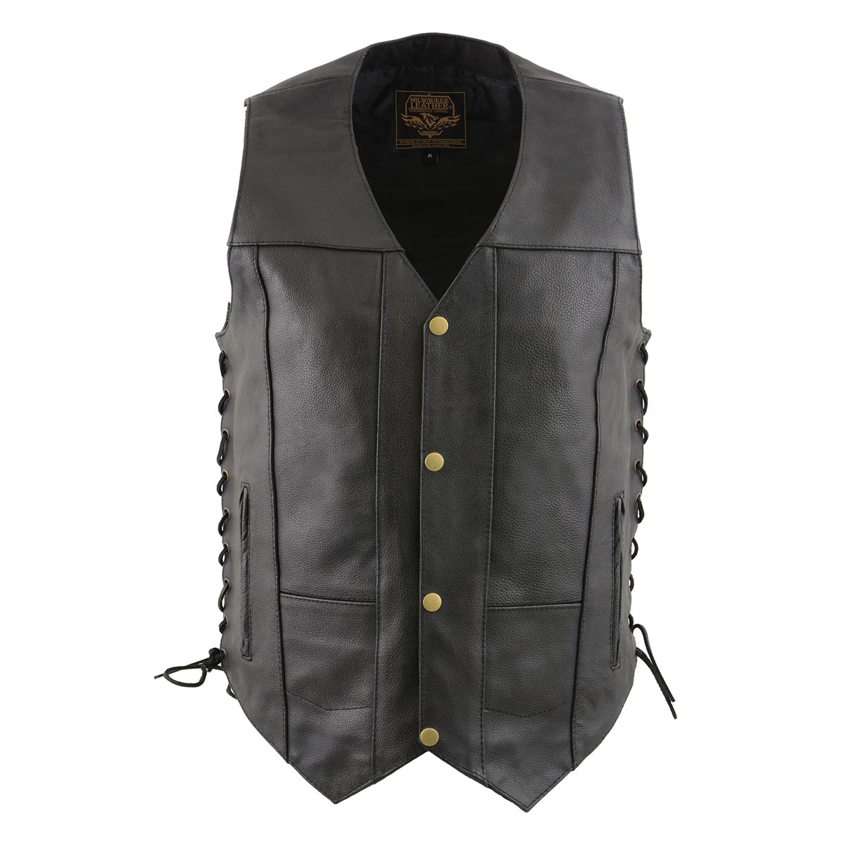 Milwaukee leather LKM3787 Men's Classic Side Laced Black Leather