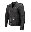 Milwaukee Leather LKM1702 Men's Vintage Flat Black Motorcycle Biker Leather Jacket w/ CE Armor Protection