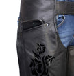 Milwaukee Leather Women's Leather Motorcycle Chaps w/ Embroidery Detail, Adjustable Fit Riding Gear - LKL16701