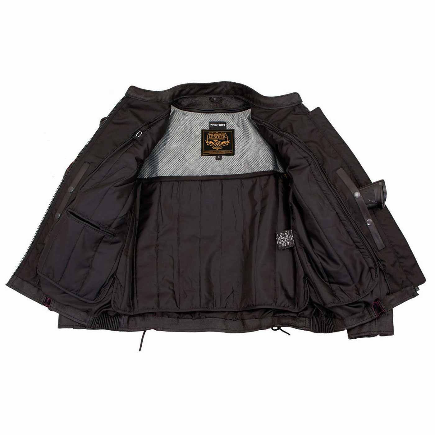 Milwaukee Leather LKL27004 Women's Premium Black Leather Embroidered Jacket with CE Armor Protection