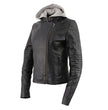 Milwaukee Leather LKL2737 Women's Black Premium Leather Motorcycle Biker Racer Style Scuba Jacket w/ Hoodie