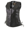 Milwaukee Leather LKL4710 Women's Black Premium Leather Motorcycle Biker Rider Vest w/ Snap Button Closure
