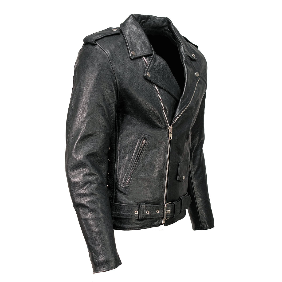 Milwaukee Leather LKM1701 Men's Classic Side Laced Black Motorcycle Premium Leather Jacket with CE Armor Protection