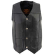 Milwaukee Leather LKM3700 Men's Classic Black Leather Motorcycle Rider Vest w/ Buffalo Nickel Snaps Closure