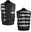 Milwaukee Leather LKM3784 Men's Classic Black Leather Motorcycle Rider Vest Stars and Stripes Design w/ USA Flag Liner
