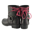 Milwaukee Leather MBL9318 Women's Black Leather Harness Zip-Up Motorcycle Rider Boots w/ Pink Back Laces