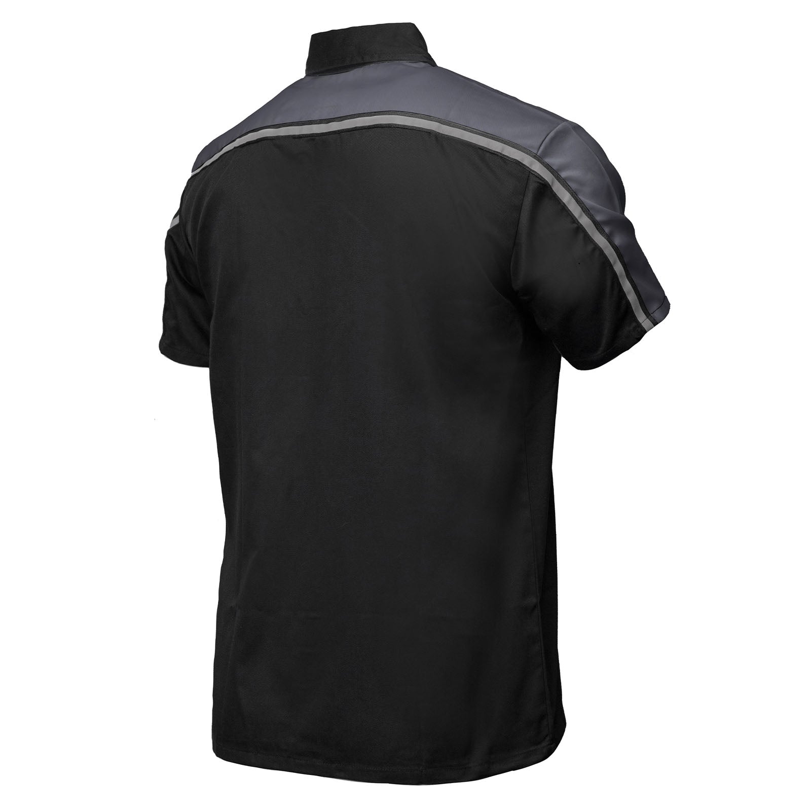 Milwaukee Motorcycle Clothing Co. Men’s Blk/Grey Mechanic Work Shirt – w / Reflective Strip, Rider‑Built MDM11601
