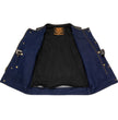 Milwaukee Leather MDM3004 Men's Brute Dual Closure Blue Denim and Black Leather Club Style Vest